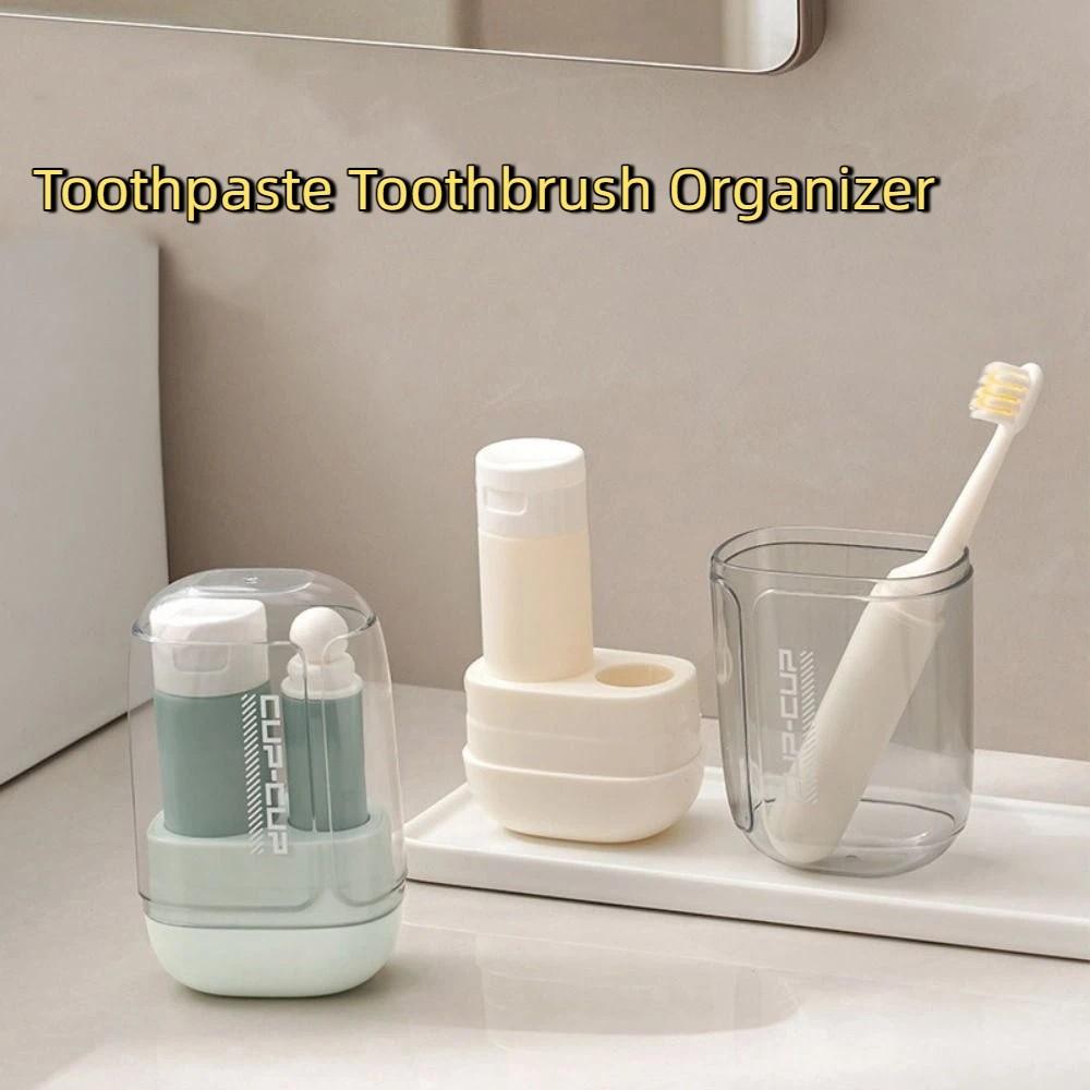 Plastic 3 in 1 Travel Toothbrush Set Folding Mouthwash Cup Travel Toothbrush Cup  Business Trips