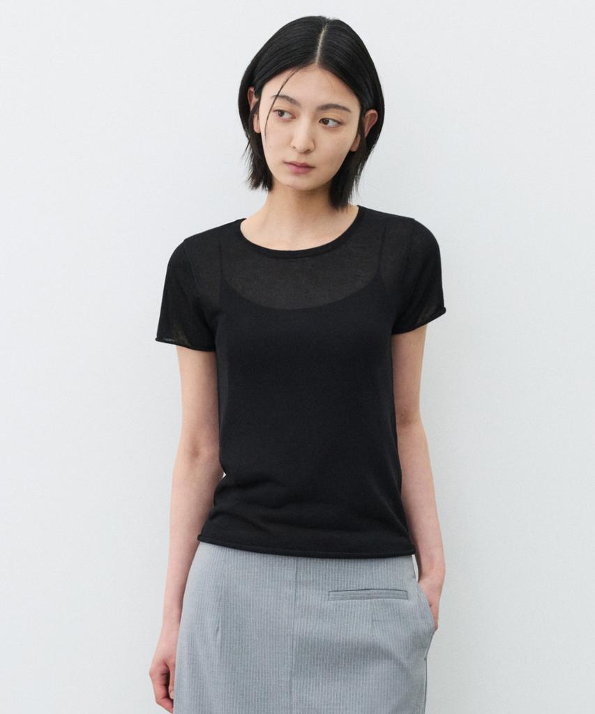 SUARE WOMEN Veil Linen Layered Knit (Set) Black