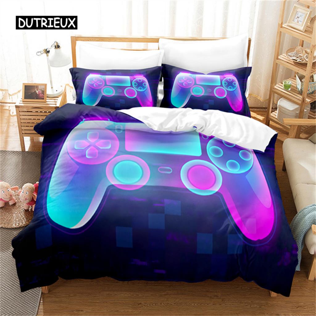 Games Duvet Cover Kids Gamepad Bedding Microfiber Video Game Controller Comforter Cover Twin Full for Teen Girl Boy Bedroom