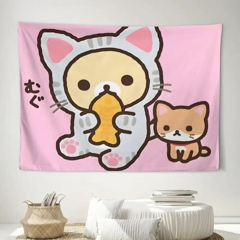 VIKAMA Meow Meow Panda Tapestry Adorable Cartoon Panda Wall Decor Cute Anime Decor for Girls RoomsDormsLiving Rooms