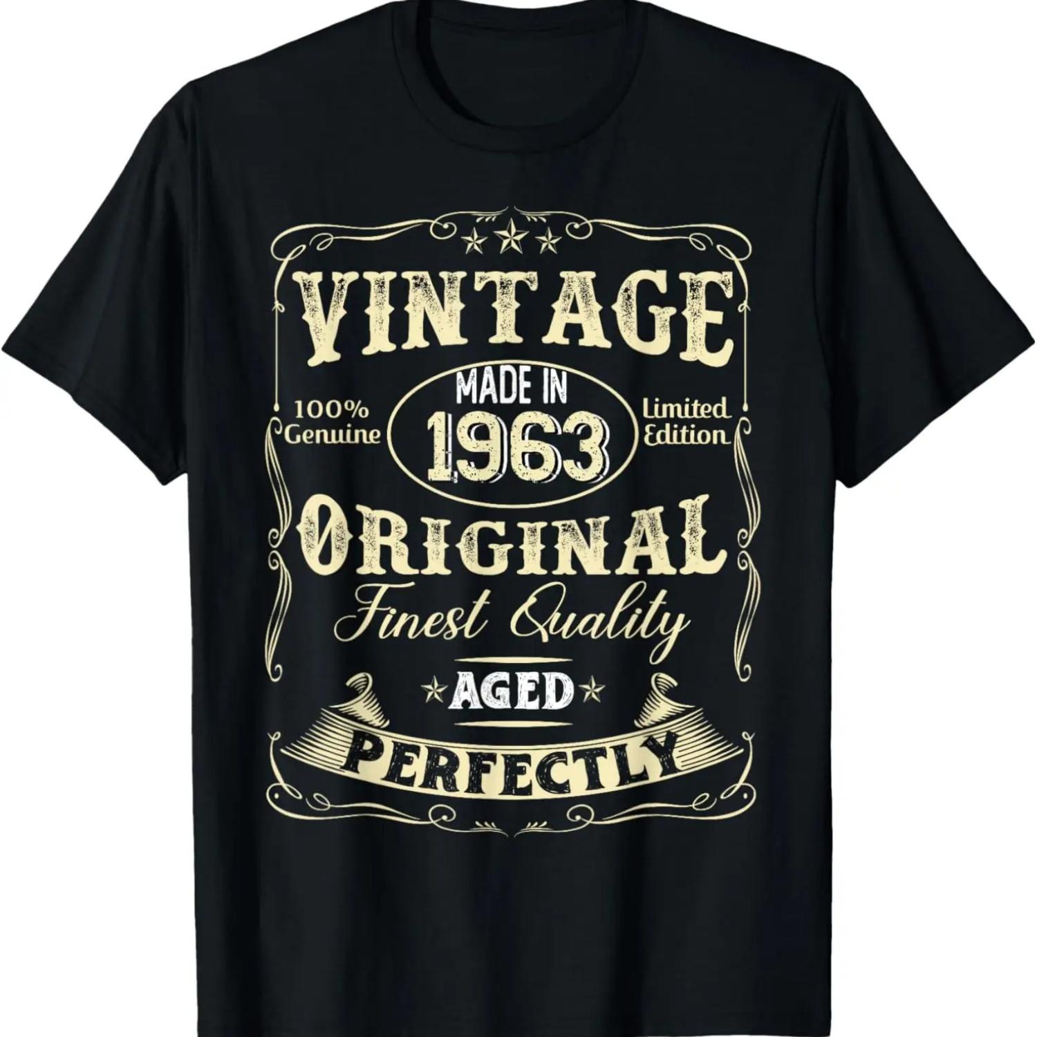 

Vintage 61th Birthday Decorations Men Funny 61 1963 Birthday T-Shirt S чёрный