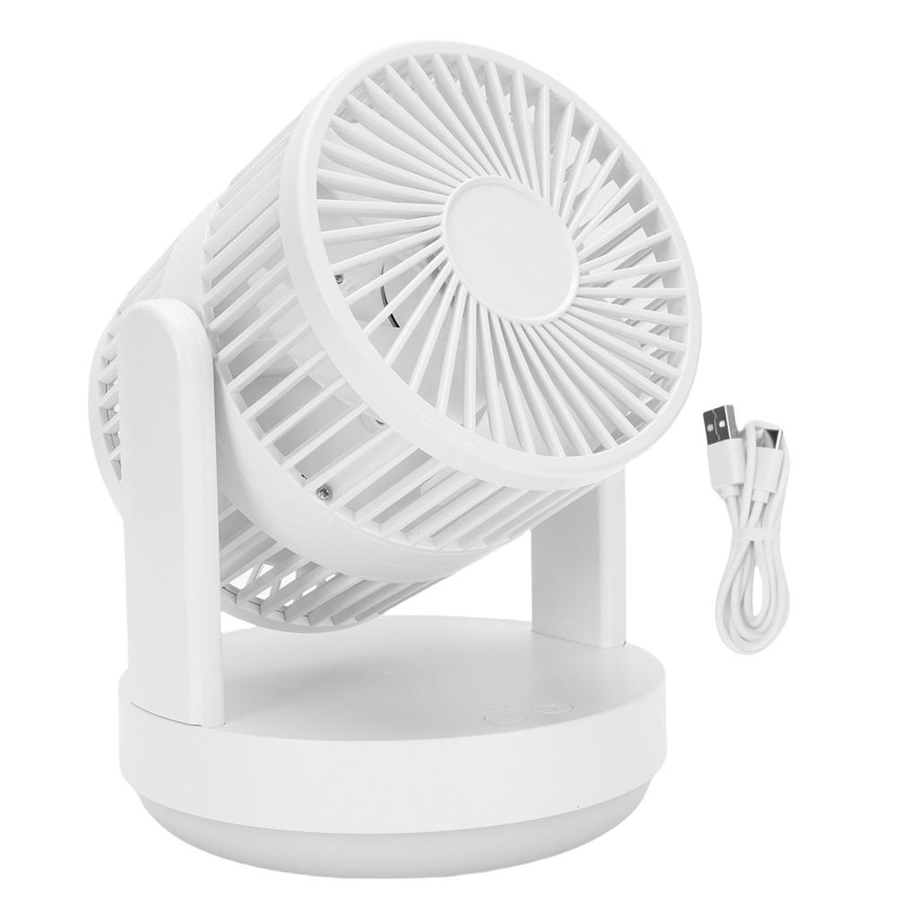 Desk Fan 3 Speeds Adjustable Rechargeable Desktop Oscillating Air Circulator Fan with Night Light