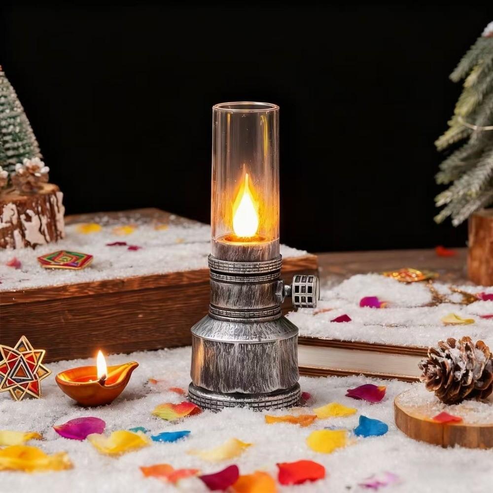 Vintage Battery Operated Electronic Lamp LED Light Clear Flameless Oil Lamp Flameless Candlestick Christmas Light