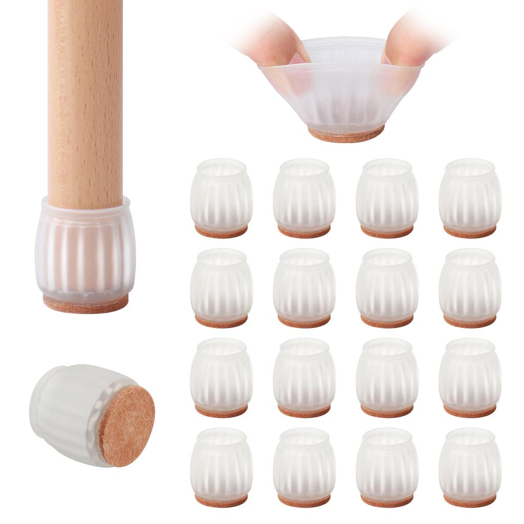 16PCS Chair Leg Cover with Felt Pads Furniture Feet Caps TPE Round Square Anti Slip Table Leg Mat Floor Protectors Socks