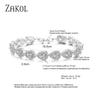 ZAKOL Luxury Geometric Water Drop Zirconia Bracelets for Elegant Women Full Crystal Charm Bracelet Bridal Wedding Jewelry
