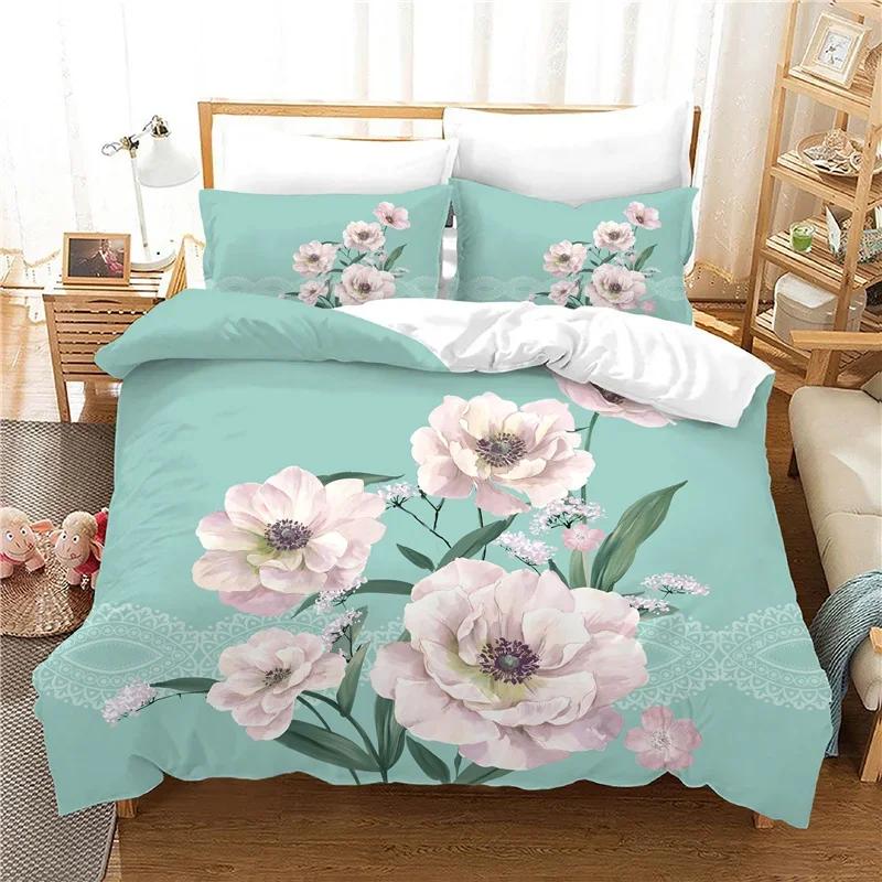 Print Bedroom Set Bedding Jacquard Bed Linens Hd Flowers Bed Cover Sets With Pillowcases 228X228 EuAu Us Size Duvet Cover Set