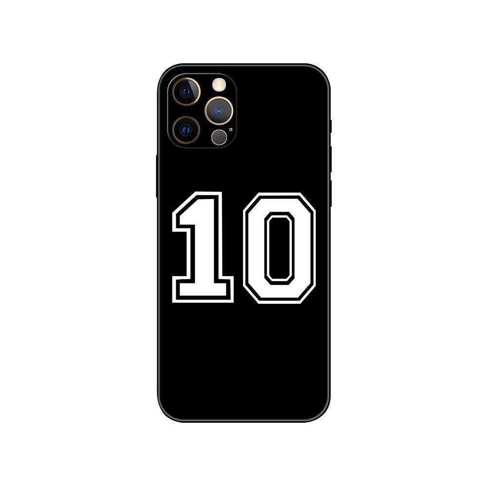 Husa de telefon cu numărul norocos de fotbal pentru iphone 5 5s 2020se 6 6s 7 8 plus x 10 XR XS 11 12 13 mini pro MAX husă neagră din tpu