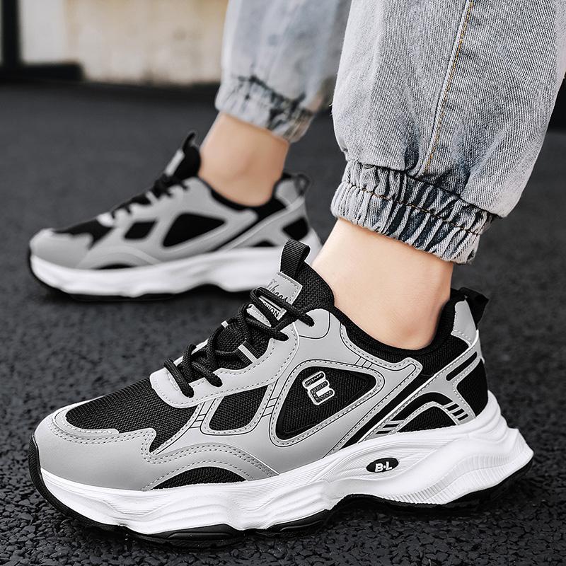 Men's Casual Sports Shoes Thick Sole Summer New Breathable Soft Sole Non-slip Comfort Outdoor Running Shoe Fashion Mesh Sneakers