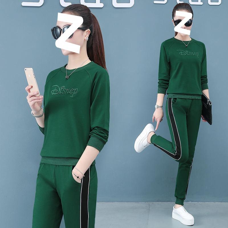 Embroidered Casual Sportswear Suit for Women Spring and Autumn Fashion Loose Plus Size Women's Fat Long Sleeve Two-piece Set