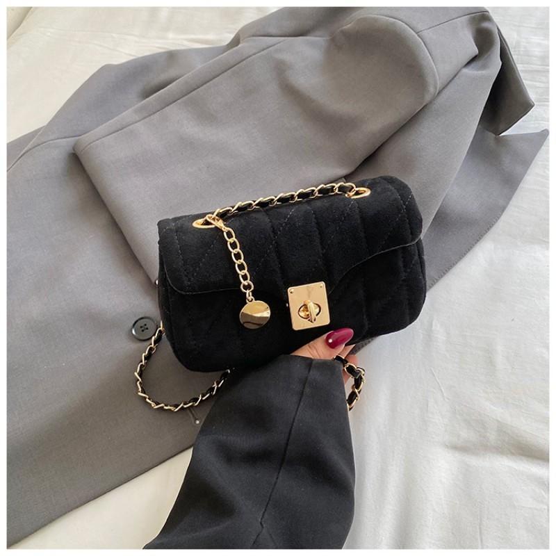 Womens Mini Square Crossbody Bag With Rhombus Quilting Chain Strap Daily Commute Urban Style
