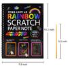 2 Pack Rainbow Scratch Paper Children's Art Book Black DIY Rainbow Art Paper Card Neon Scratch Book with Wood Stick