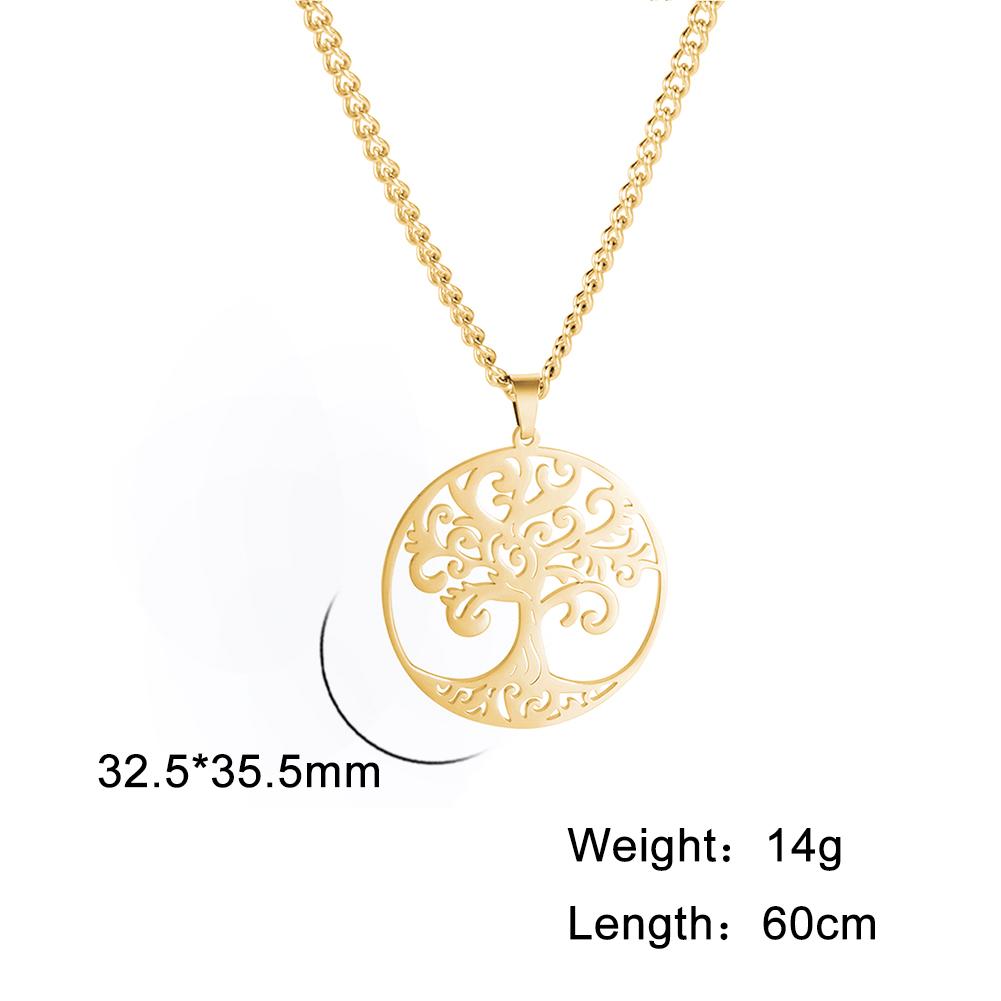My Shape Vintage Tree of Life Necklaces for Men Women Gold Color Stainless Steel Necklace Choker Round Pendant Fashion Jewelry