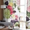 Floral Roses Watercolor Flowers Chiffon Sheer Curtains for Living Room Bedroom Kitchen Decoration Window Voiles Tulle Curtain