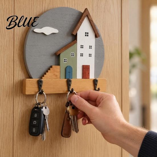 Exquisite Home Organization Storage Rack Key Holder Wooden Cottage Gift Nordic House Shaped