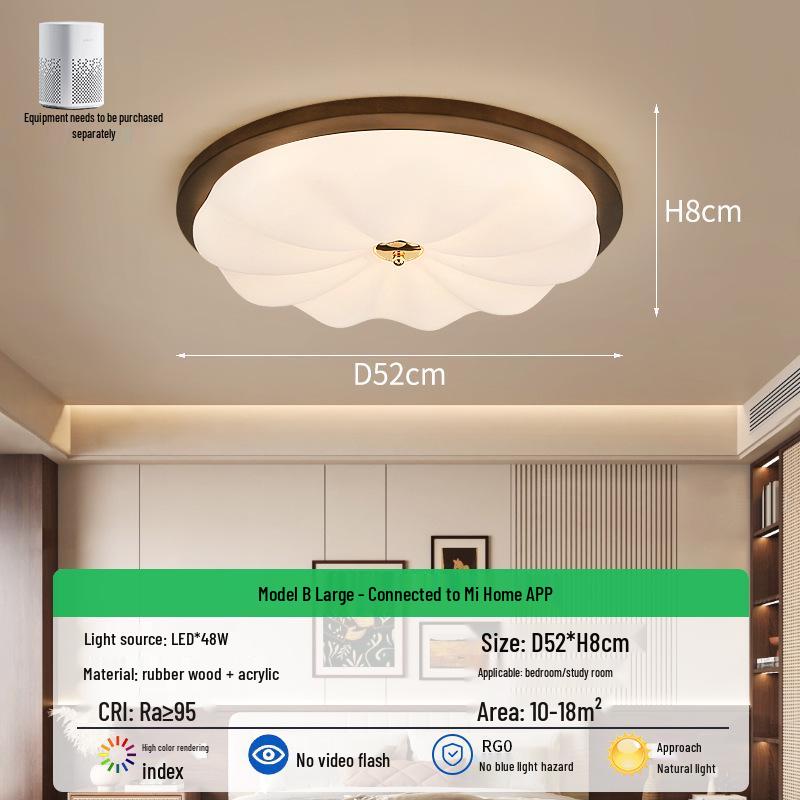 French Mid-Century Ceiling Light with American Retro and Song Dynasty Style - Eye-Friendly Lighting for Bedroom, Dining Room, or Study.