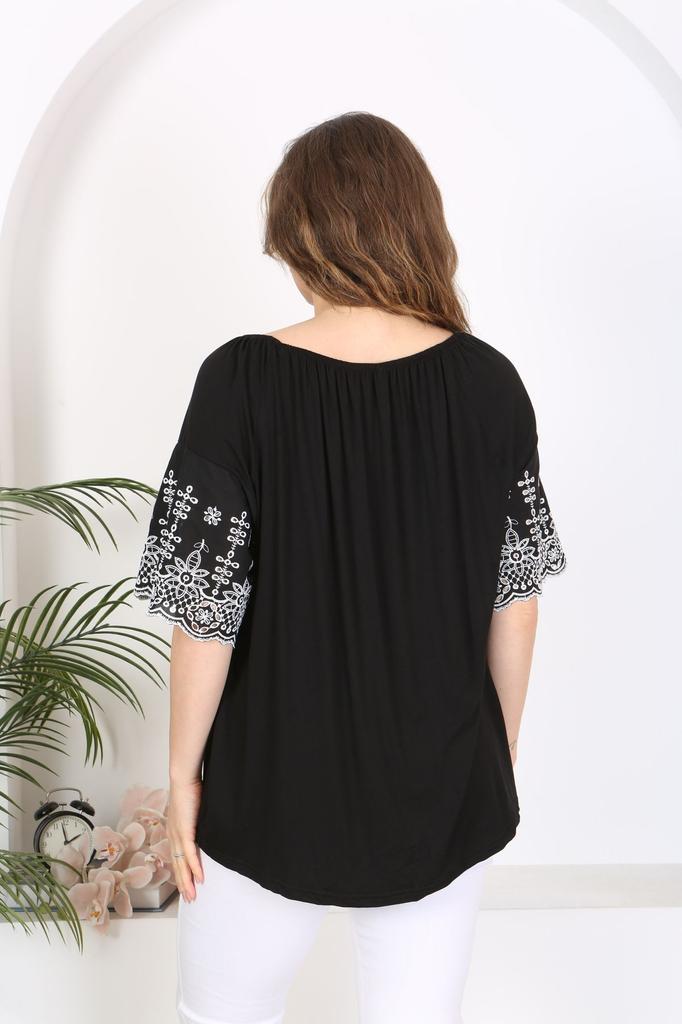 Damenstil Übergröße Tunika Übergröße Kragen Ärmel Sportdetail Flexible Viskose Tunika