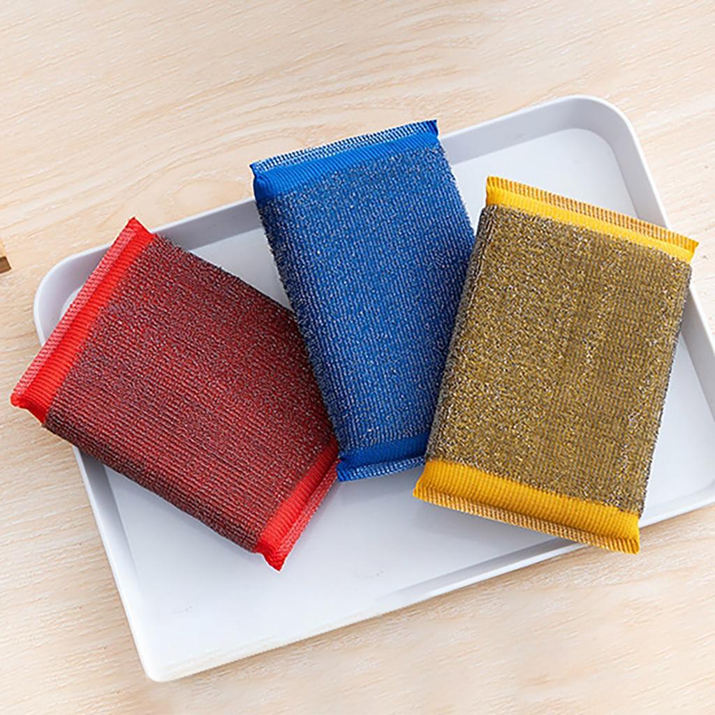 Reusable 6pcs Stainless Steel Sponge Wiping Sponge Kitchen Wiping Pot Artifact Cleaning Cloth Steel Ball Scouring Pad