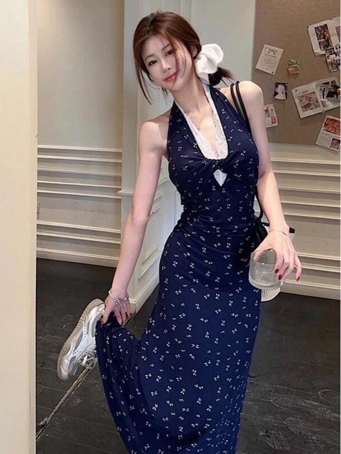 

Elegant French Half-High Neck Slimming Fluffy Skirt - Women s Autumn/Winter 2025 M синий