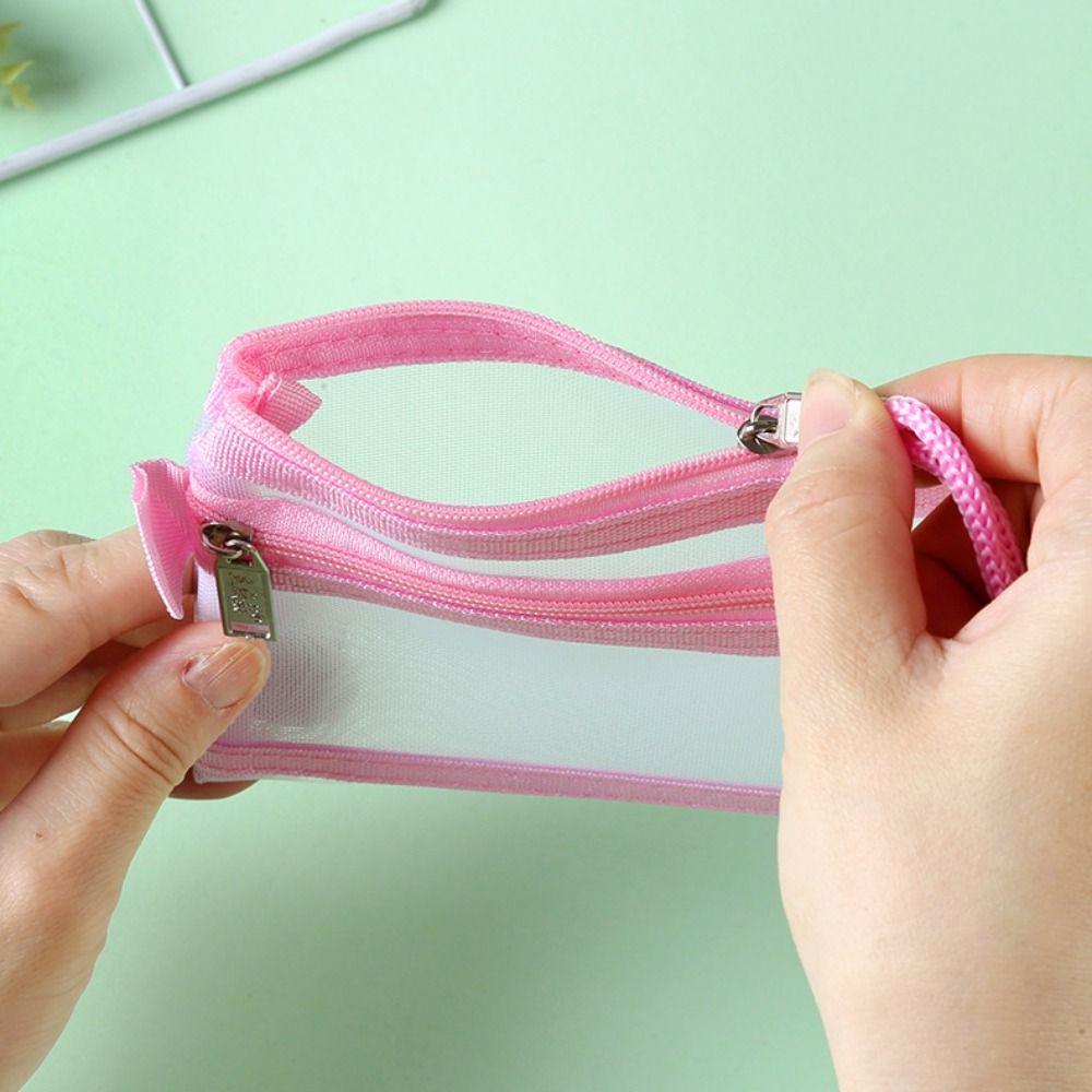 Portable Bus ID Credit Card Storage Bag Small Mesh Double Layer Coin Bags Money Wallet Purse Earphone Cable Line Organizer Pouch