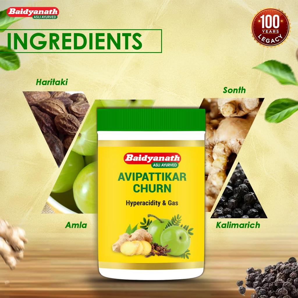Baidyanath Avipattikar Churna 100g Pack of 1 - Herbal Digestive Powder for Indigestion Relief