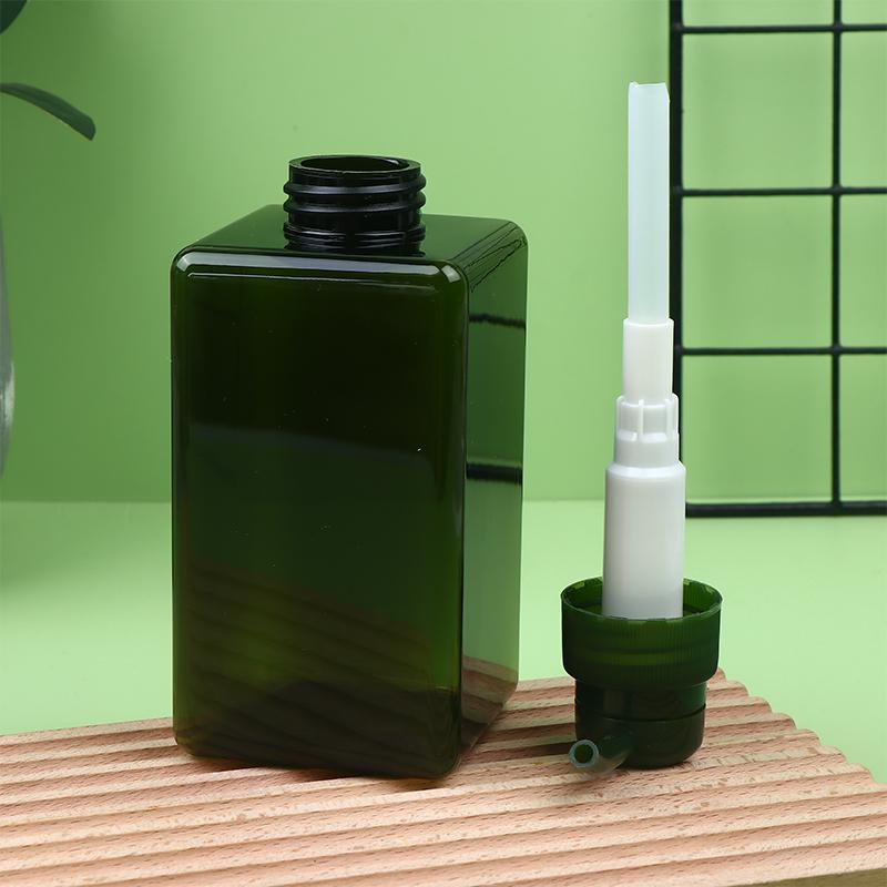 Butelka na balsam do ciała 450 ml, kwadratowa, wielokrotnego napełniania, plastikowa z pompką naciskaną, do żelu pod prysznic, szamponu, mydła w płynie, trwały pojemnik wielokrotnego napełniania