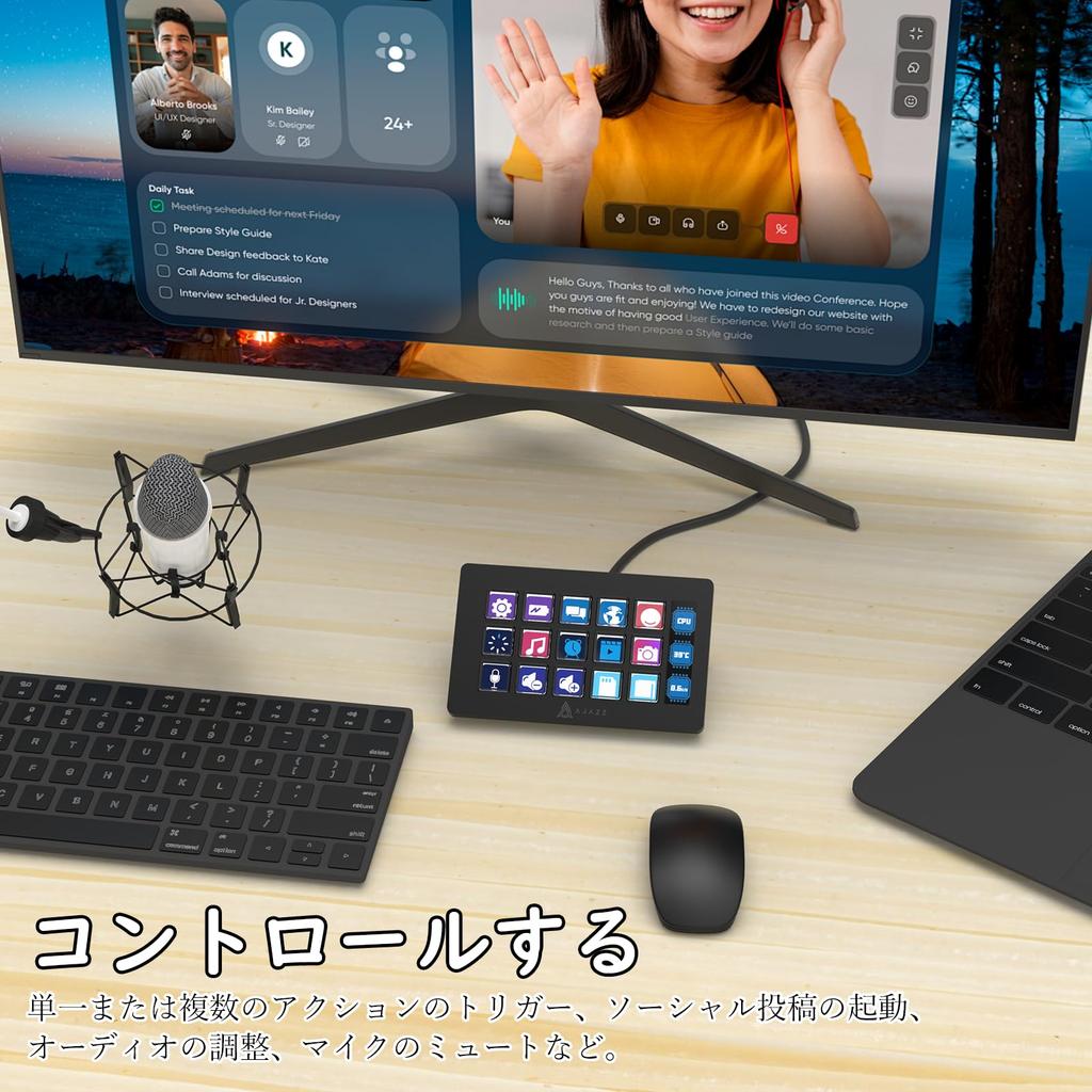MAMBASNAKE x AJAZZ AKP153 Studio Stream 15 Macro Trigger Actions in Apps and Software Like Custom Console for Live Video Deck, Controller, Keys, OBS,