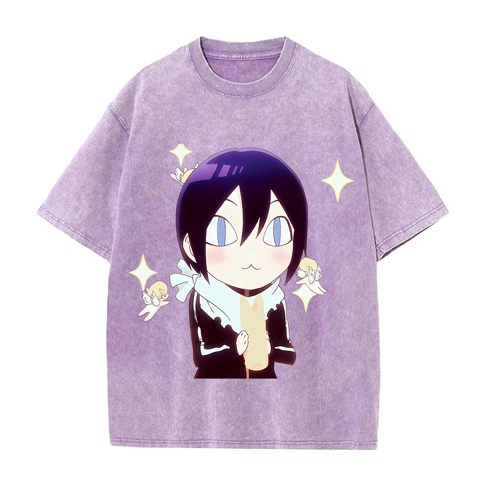 Hot Anime Noragami Yato Graphic Tee Men Women Short Sleeve Clothing Washed Cotton Tshirt Casual T-shirt Harajuku Vintage T Shirt