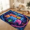City Cyberpunk Theme Crystal Velvet Floor Rug Personalized Custom Name Text Warm Carpet Home Decoration