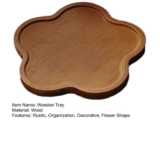 Holz Blume-förmiges Tablett Dekorative Kerzenhalterplatte Rustikaler Tischplatten Schmuckorganisator Bauernhaus Servieren