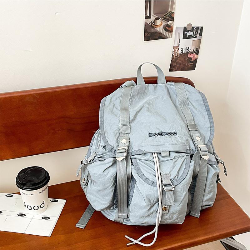 

Рюкзак с вышивкой Smoothmmod с буквами, большой вместимости, на молнии, для путешествий на расстояние синий