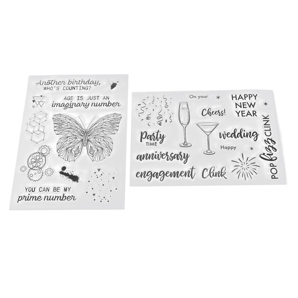 2Pcs Clear Stamp Set TPR Clear Imprint Healthy Nonirritating Recyclable Practical Transparent