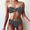 Women Strapless Tube Top Two Piece Triangle Bikini Swimwear