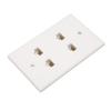 Ethernet Wall Plate 4 Port Cat6 Space Saving Good Fixation Internet Wall Plate with Screws for Home Office