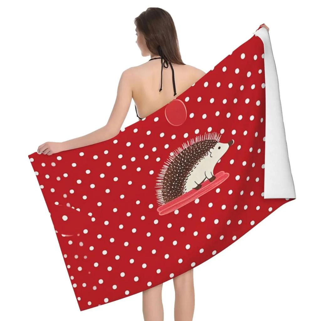 Cute Hedgehog Bath Towel Cartoon Beach Towel for Bathroom Hotel Gym Spa Sport Travel Camping Soft Absorbent Kitchen Dish Towel