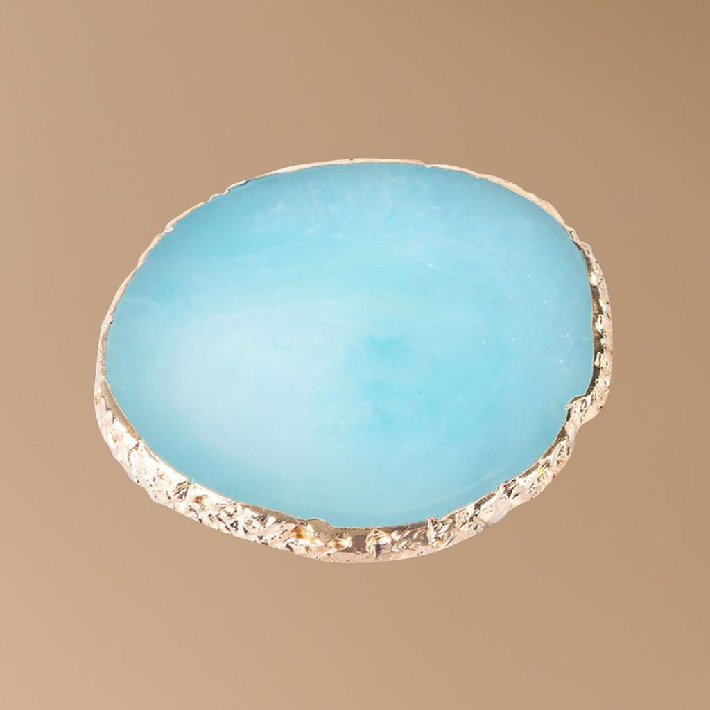 Nail Art Palette Gold Hem Trim Agate Texture Resin Nail Art Color Mixing Display Board for Nail Salon Blue