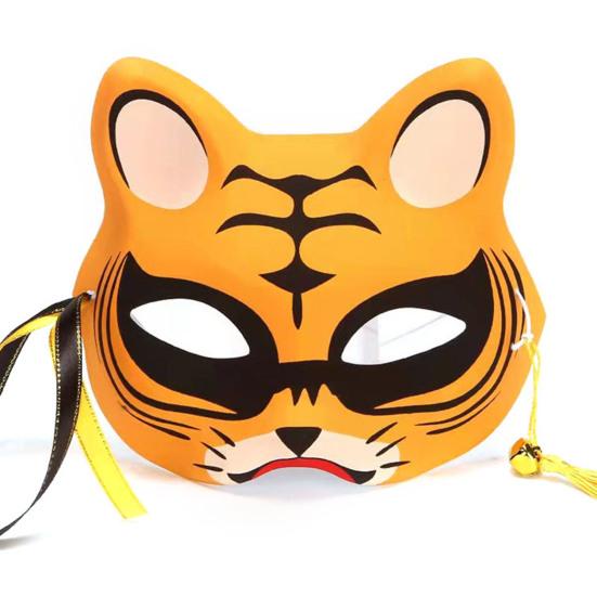 

Маска на полголовы Дышащая Детализированная Хэллоуинская атрибутика Маска тигра в японском стиле для косплея оранжевый