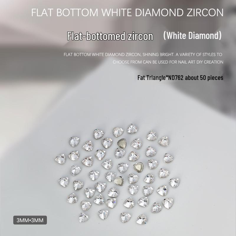 Nail Art Decorations: 5A Zircon Rhinestones - Marquise, Teardrop, Heart, Square Shapes, Flat Back, 50 Pcs.