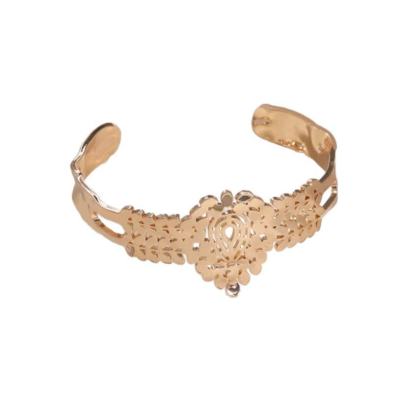 European and American Jewelry Bamboo Inlay Creative Temperament Bracelet Light Luxury Opening Stainless Steel Electroplated 18k Women's Gold Bracelet