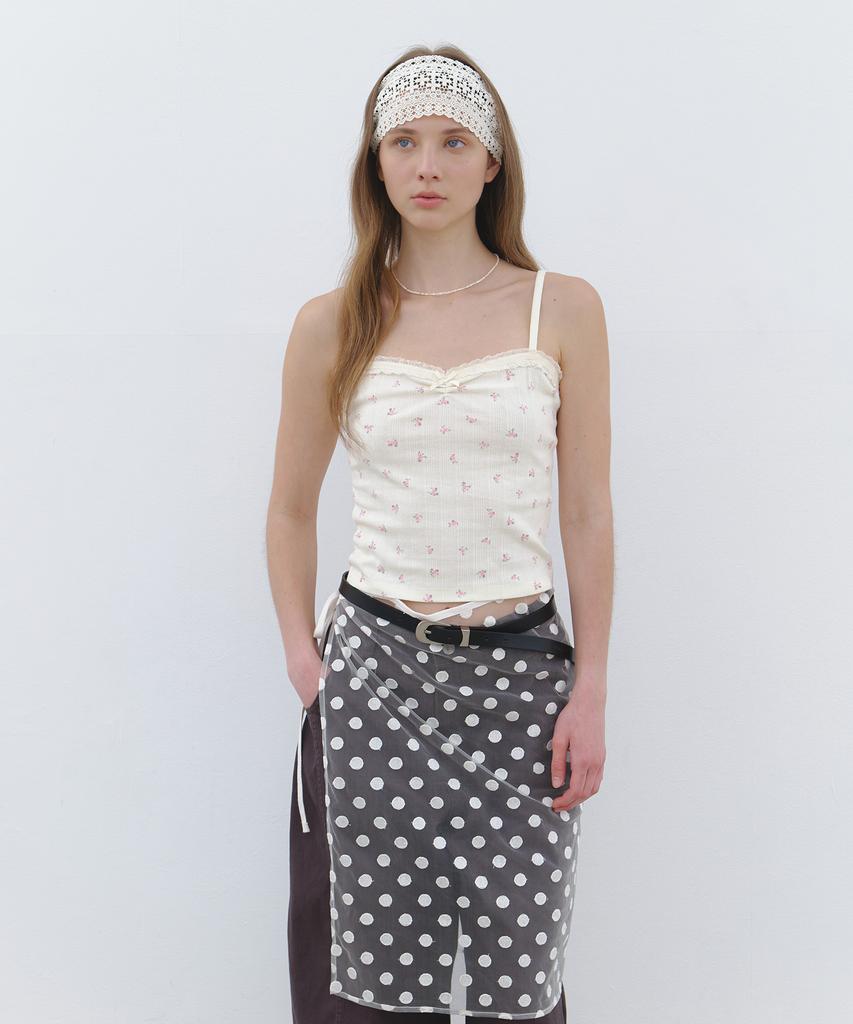 Cluny Dot Patten Wrap Skirt - White