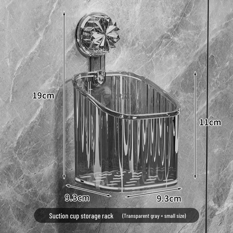 Stylish No-Drill Suction Cup Wall Storage Basket for Utensils & Toothbrushes