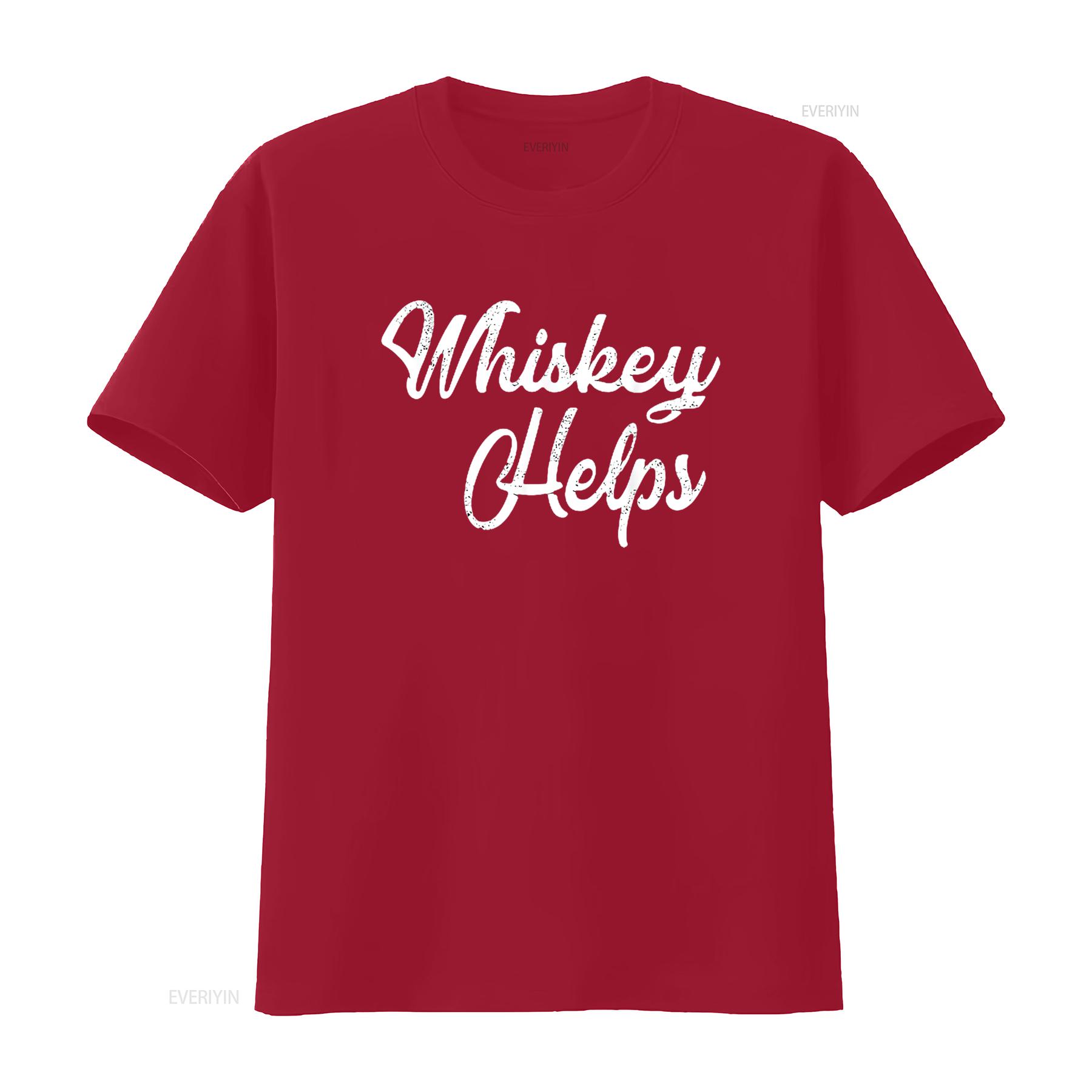 

Whiskey Helps T Shirt Distressed Funny Bar Black Large vintage Washed Top For Everyday Wear Soft Versatile Slightly Unisex S