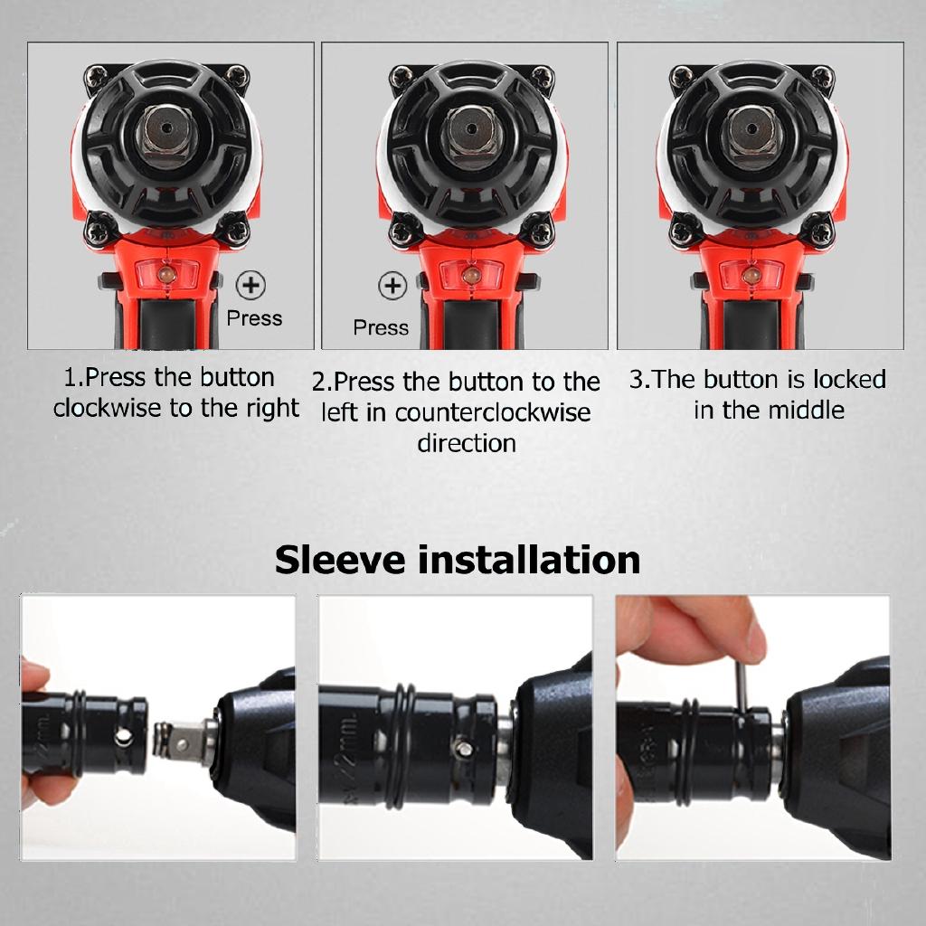 108VF 320Nm Electric Impact Wrench Guns High Torque Impact Wrench Cordless 12800Ah Li-ion 1/2 Batteries 1 Power Tool