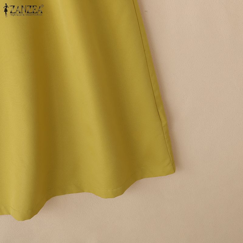 ZANZEA Women Summer Casual Solid Color Loose Short Sleeve Dress