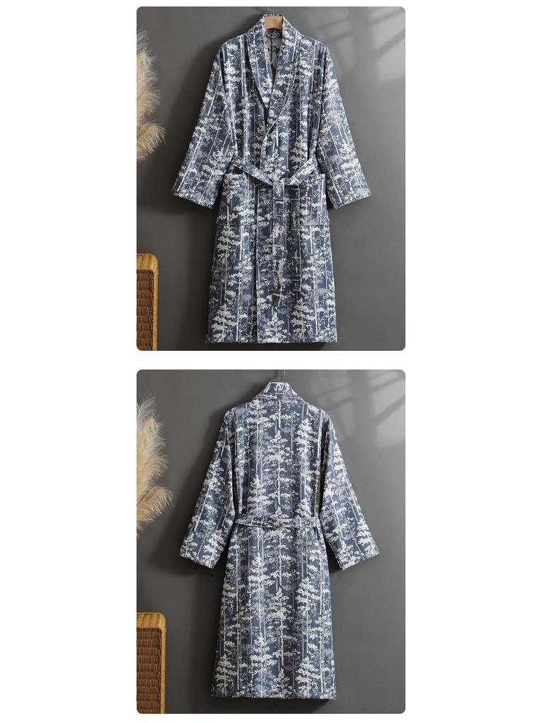 Bademantel aus reinem Baumwoll-Jacquard: Saugfähiger, Schnelltrocknender Yukata für Paare - Klasse A Frühling/Herbst Loungewear