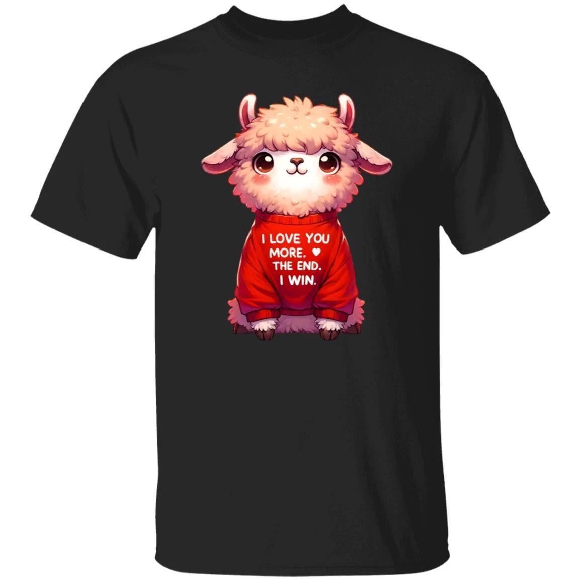I love you more The end I win goat Unisex T-shirt cute animal tee Black Navy Dar 3XL