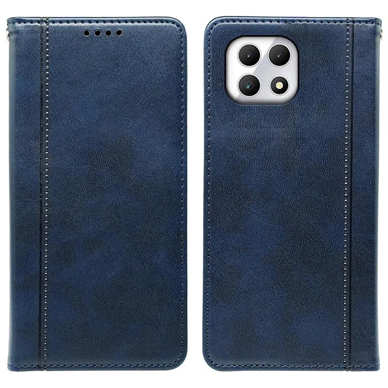 

For T-Mobile REVVL 7/T Phone 2 Case Strong Magnetic Leather Phone Cover Calf Texture Blue