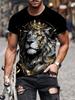 Sommer Tägliches Lässiges Herren Kurzarm Oberteil Neues Outdoor Sport Herren Locker T-Shirt Urban Street 3D Löwen Druck Herren T-Shirt