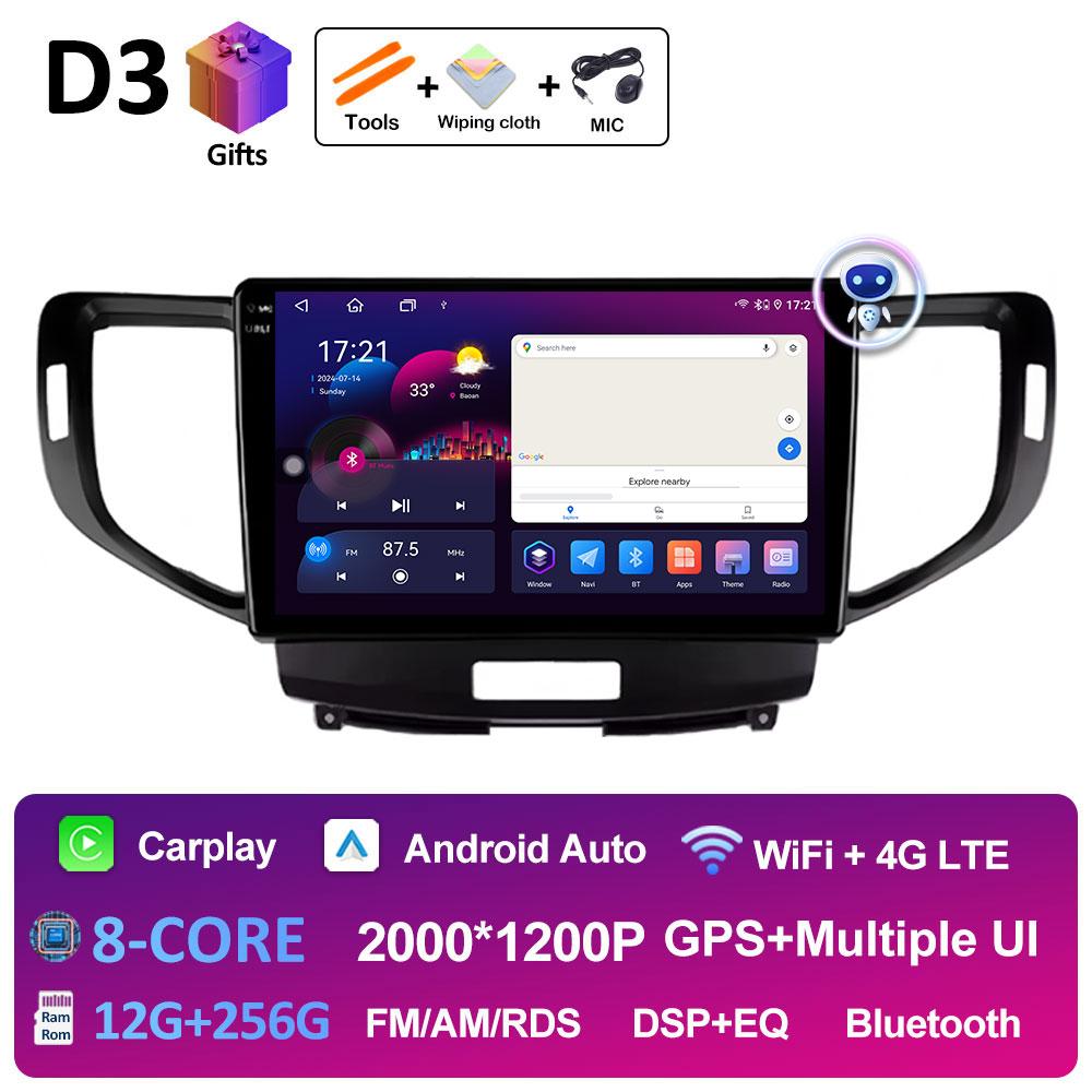 Android Auto Wireless Carplay For Honda Accord 8 2008 2009 2010 2011 2012 GPS Navi 2.5D Touch Screen Cooling Fan Auto Tools WIFI