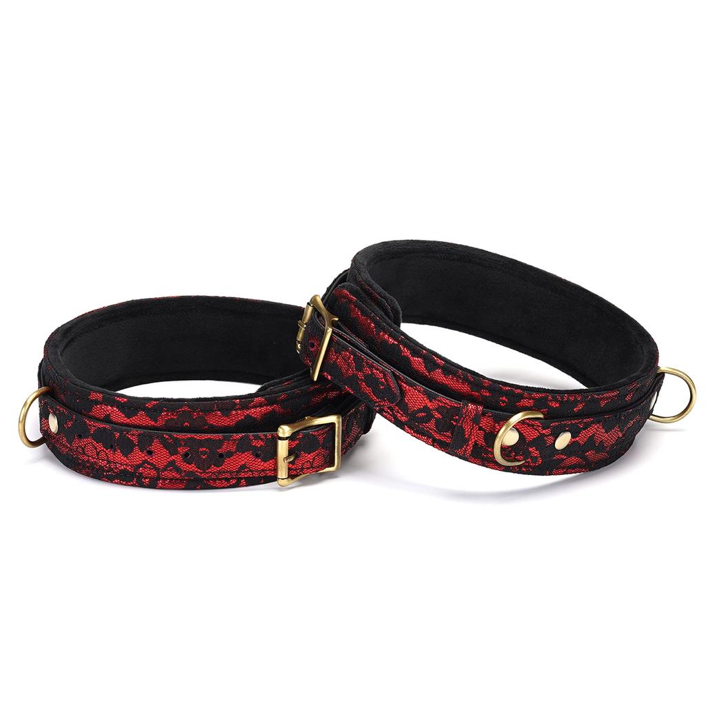 Liebe Seele Cosplay SM Goods Thigh Shackles Luxury Red Lace Processing Vintage Metal Fittings Queen Couple (L)