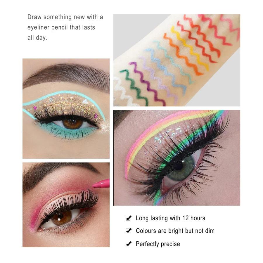 HANDAIYAN Matte Colorful Eye Liner Pen Cream Lasting Eyeliner Gel Pencils Option Easy To Wear Cosmetics White Yellow Blue Purple